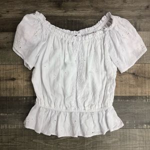 Angie XL White Floral Blouse